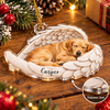 Close-up of Sleeping Angel Dog Ornament Personalized Pet Memorial Gift Golden Retriever Christmas Decoration for streetwear fans in Austin, Texas
