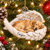 Close-up of Sleeping Angel Dog Ornament Personalized Pet Memorial Gift Golden Retriever Christmas Decoration for streetwear fans in Austin, Texas