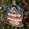 Customer in Austin, Texas wearing Snowman Family Snow Globe Christmas Ornament Personalized Winter Holiday Keepsake Tree Decor Gift
