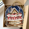 Customer in Austin, Texas wearing Snowman Family Snow Globe Christmas Ornament Personalized Winter Holiday Keepsake Tree Decor Gift