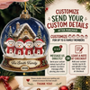 Close-up of Snowman Family Snow Globe Christmas Ornament Personalized Winter Holiday Keepsake Tree Decor Gift for streetwear fans in Austin, Texas