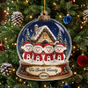 Snowman Family Snow Globe Christmas Ornament Personalized Winter Holiday Keepsake Tree Decor Gift available at our Austin, Texas warehouse