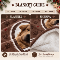 Blanket guide infographic comparing smooth flannel and cozy sherpa fabric options for the pet loss blanket.