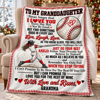 Personalized Softball Granddaughter Blanket Custom Name Gift from Grandma — main product view