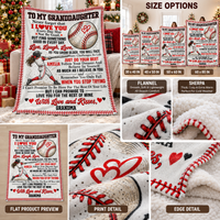 Personalized Softball Granddaughter Blanket Custom Name Gift from Grandma — personalization and size guide