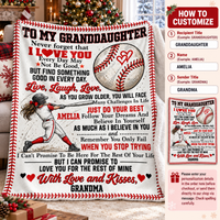 Personalized Softball Granddaughter Blanket Custom Name Gift from Grandma — personalization and size guide