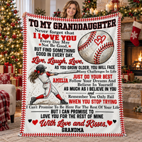Personalized Softball Granddaughter Blanket Custom Name Gift from Grandma — product view 4