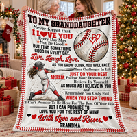 Personalized Softball Granddaughter Blanket Custom Name Gift from Grandma — product view 9