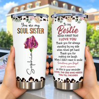 Personalized Soul Sister Bestie Birth Flower Tumbler Custom Name Gift - product view 4