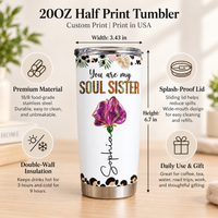 Personalized Soul Sister Bestie Birth Flower Tumbler Custom Name Gift - product view 7
