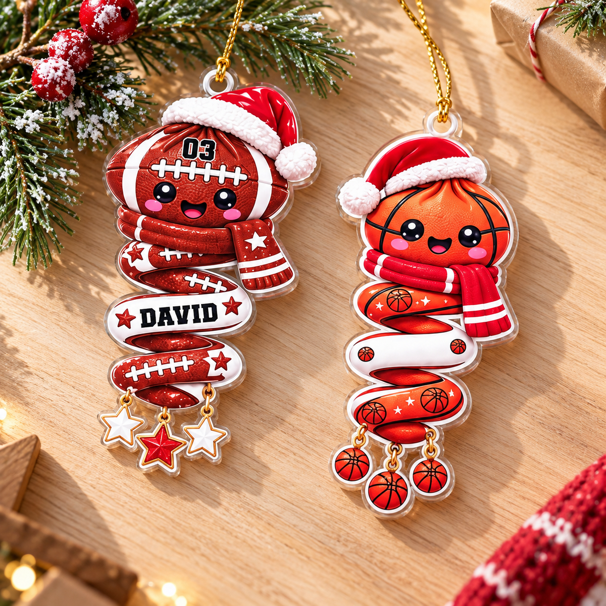 Personalized Sports Christmas Ornament Custom Name Athlete Gift - product view 3