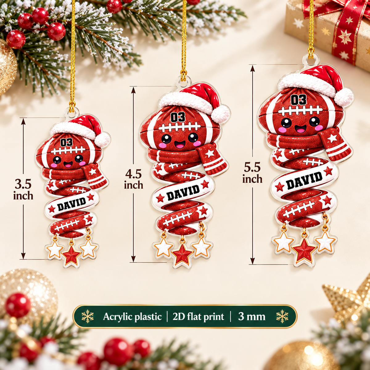 Personalized Sports Christmas Ornament Custom Name Athlete Gift - product view 6