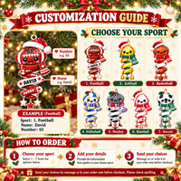 Personalized Sports Christmas Ornament Custom Name Athlete Gift - personalization options and ordering guide