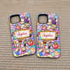 Stained Glass Makeup Phone Case Personalized Custom Name Beauty Gift for Women on a hanger, ready to ship from Austin, Texas