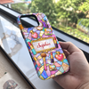 Close-up of Stained Glass Makeup Phone Case Personalized Custom Name Beauty Gift for Women for streetwear fans in Austin, Texas