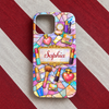 Close-up of Stained Glass Makeup Phone Case Personalized Custom Name Beauty Gift for Women for streetwear fans in Austin, Texas