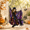 Stained Glass Witch and Black Cat Suncatcher Ornament Spooky Halloween Window Hanging Gothic Decor Gift