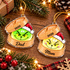 Customer in Austin, Texas wearing The Grinch Ornament Personalized Dim Sum Christmas Decor Custom Name Gift