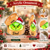 Customer in Austin, Texas wearing The Grinch Ornament Personalized Dim Sum Christmas Decor Custom Name Gift