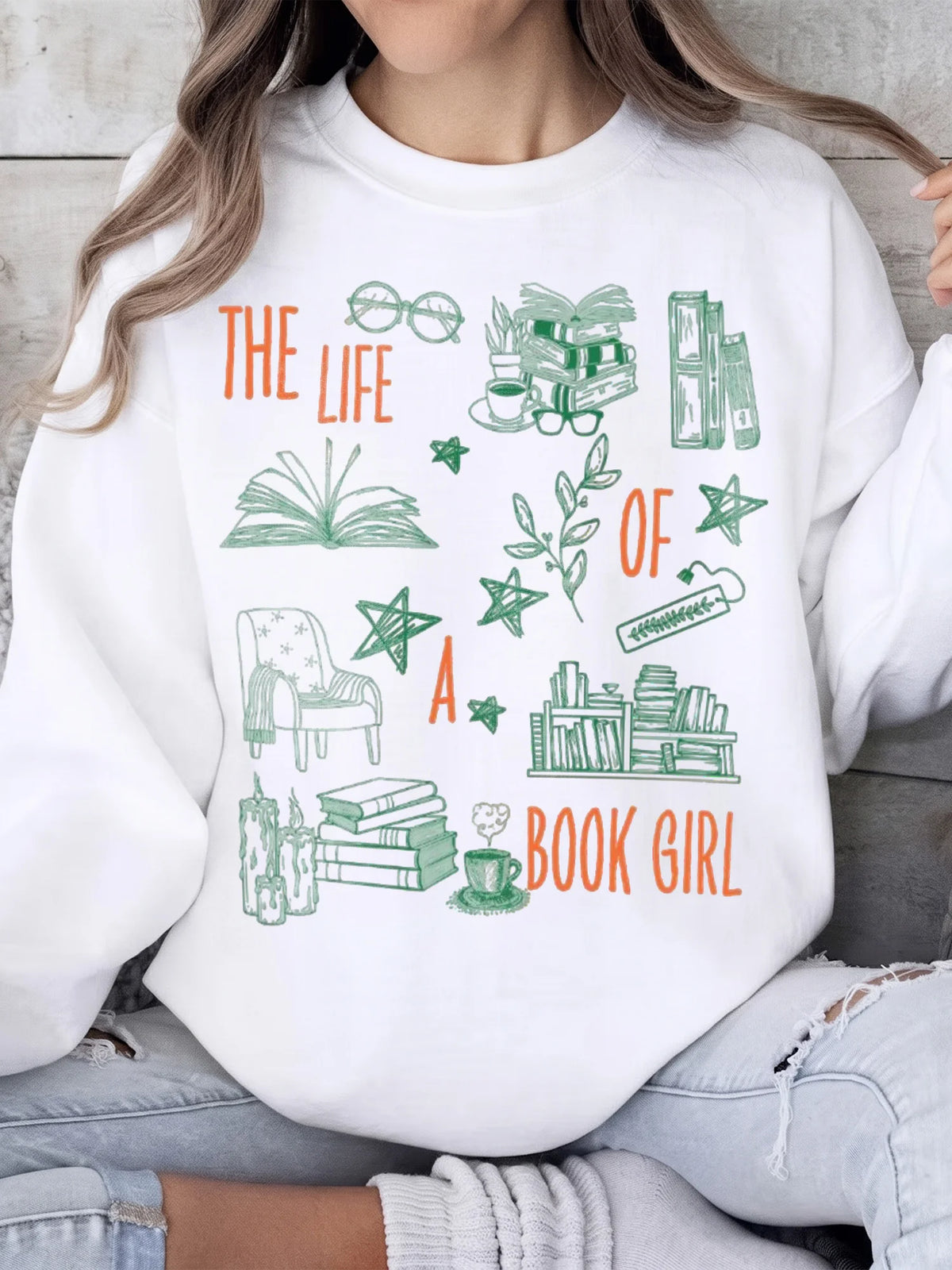 The Life of a Book Girl Tee Oversized Bookish Reader Graphic Shirt Book Lover Gift for Women