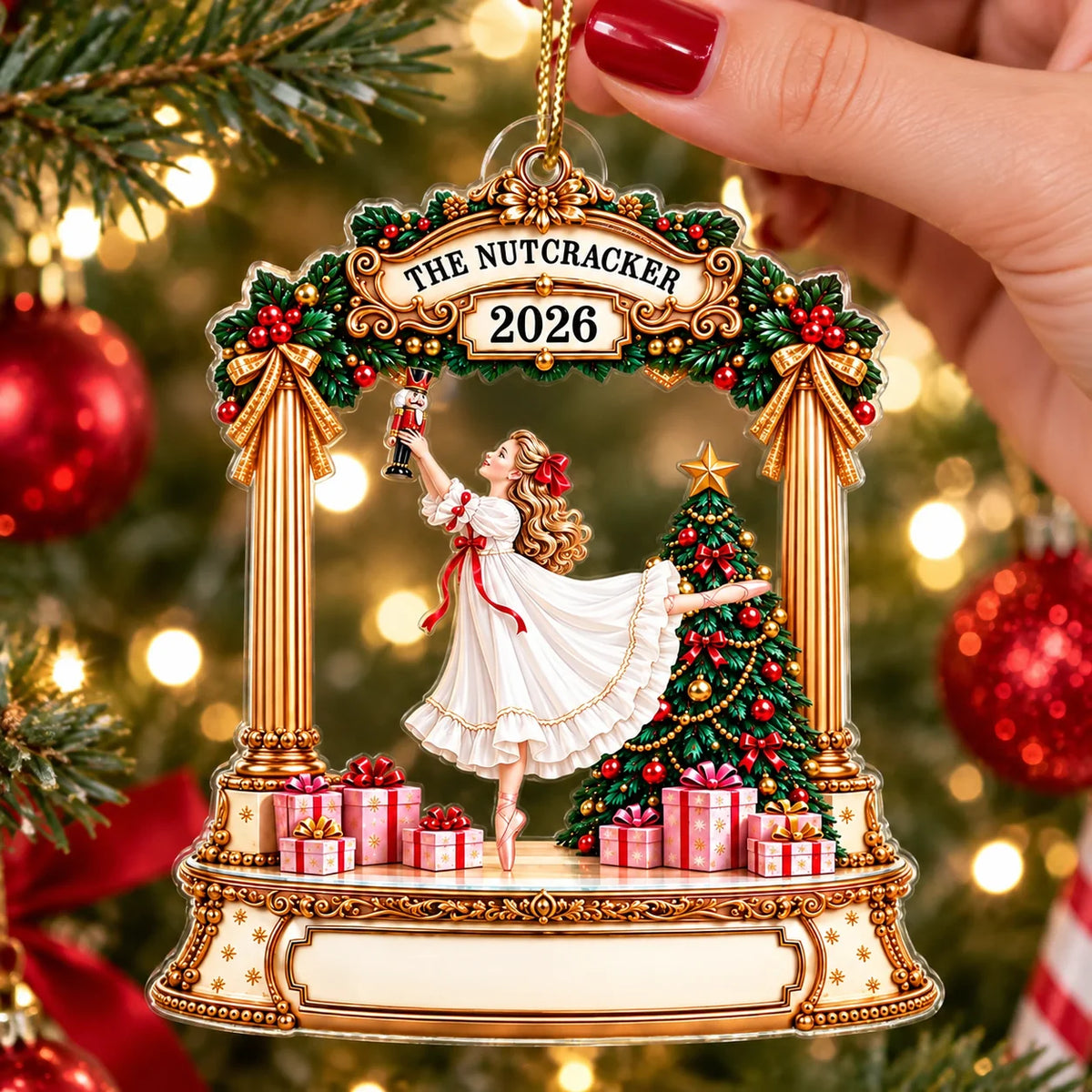 Customer in Miami, Florida wearing The Nutcracker Ballet Ornament Personalized Christmas Gift for Dancers Clara Sugar Plum Fairy