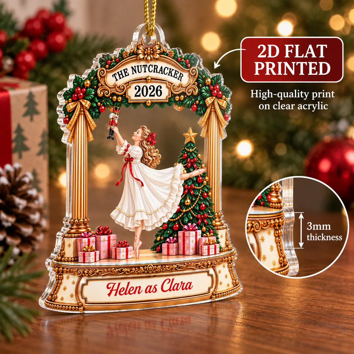Customer in Miami, Florida wearing The Nutcracker Ballet Ornament Personalized Christmas Gift for Dancers Clara Sugar Plum Fairy