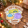 Customer in Austin, Texas wearing The Year of Squishies Ornament Kawaii Christmas Tree Decoration Personalized Holiday Gift