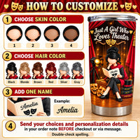 Personalized Theater Girl Tumbler Custom Hair Skin Color Name Gift - personalization options and ordering guide