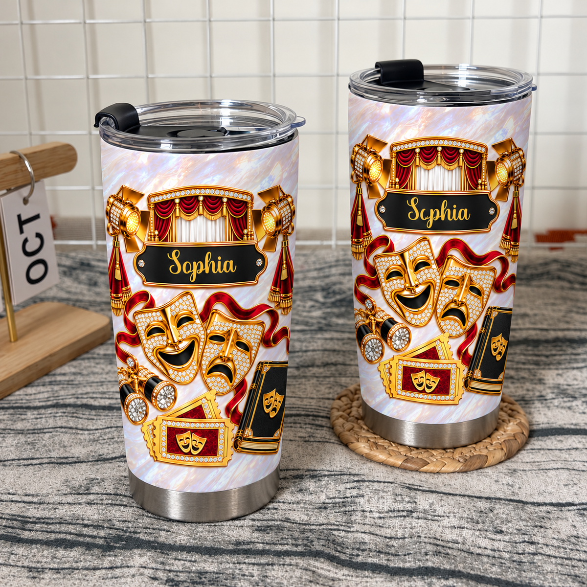 Personalized Theater Stage Tumbler Custom Name Drama Lover Gift - product view 6