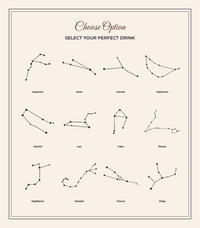 A personalization chart displaying twelve different star sign constellations to choose from for the tumbler.