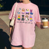 Bojjico You Are All Safe With Me Cute Rainbow Dogs Teacher T-Shirt Back To School Graphic T-Shirt Teachers Inclusive Pride Wholesome Preppy Aesthetic Light Pink Cotton LGBTQ Queer Ally First Day School Apparel