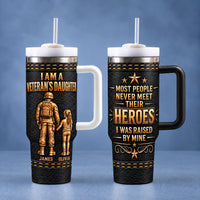 Personalized Veteran Daughter Son Tumbler Custom Two Names Gift - handled tumbler options