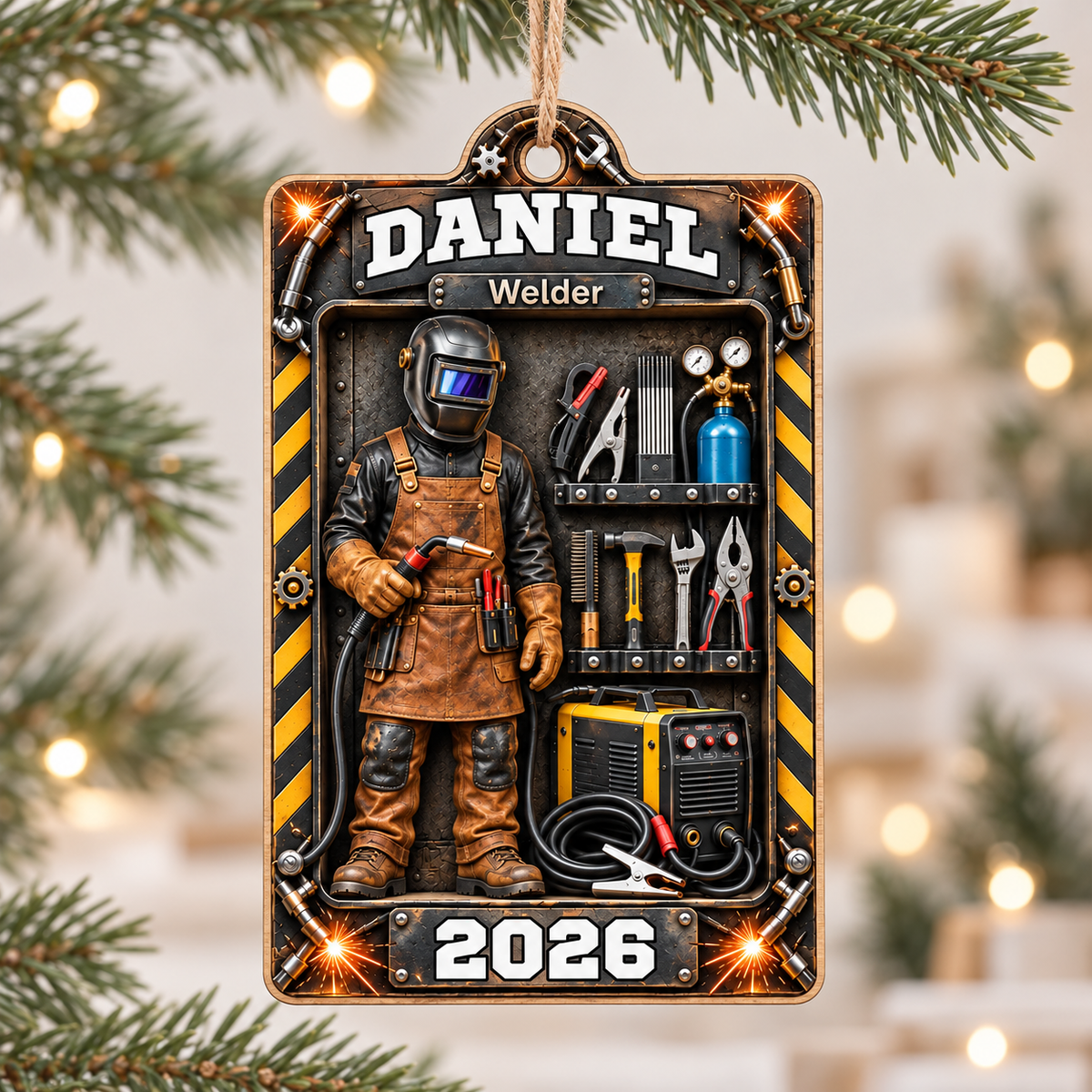 Personalized Welder Wood Ornament Custom Name Year Christmas Gift - main design