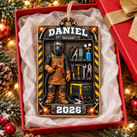 Personalized Welder Wood Ornament Custom Name Year Christmas Gift - product view 4