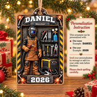 Personalized Welder Wood Ornament Custom Name Year Christmas Gift - personalization guide