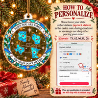 An instructional graphic demonstrating how to personalize the long distance family gift during checkout.