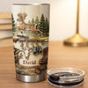 Whitetail Deer Hunting Camo Tumbler, Personalized Custom Name 20oz Stainless Steel Hunting Gift for  on a hanger, ready to ship from Austin, Texas