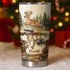 Customer in Austin, Texas wearing Whitetail Deer Hunting Camo Tumbler, Personalized Custom Name 20oz Stainless Steel Hunting Gift for 