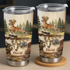 Close-up of Whitetail Deer Hunting Camo Tumbler, Personalized Custom Name 20oz Stainless Steel Hunting Gift for  for streetwear fans in Austin, Texas