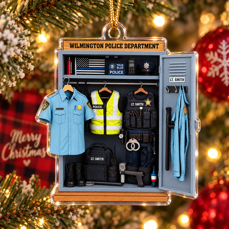 Wilmington Police Department True Blue Ornament Christmas Gift for Law Enforcement Officers available at our Austin, Texas warehouse