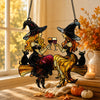 Witch Cat Stained Glass Suncatcher Toasting Wine Glasses Halloween Window Hanging Decor Best Friend Gift
