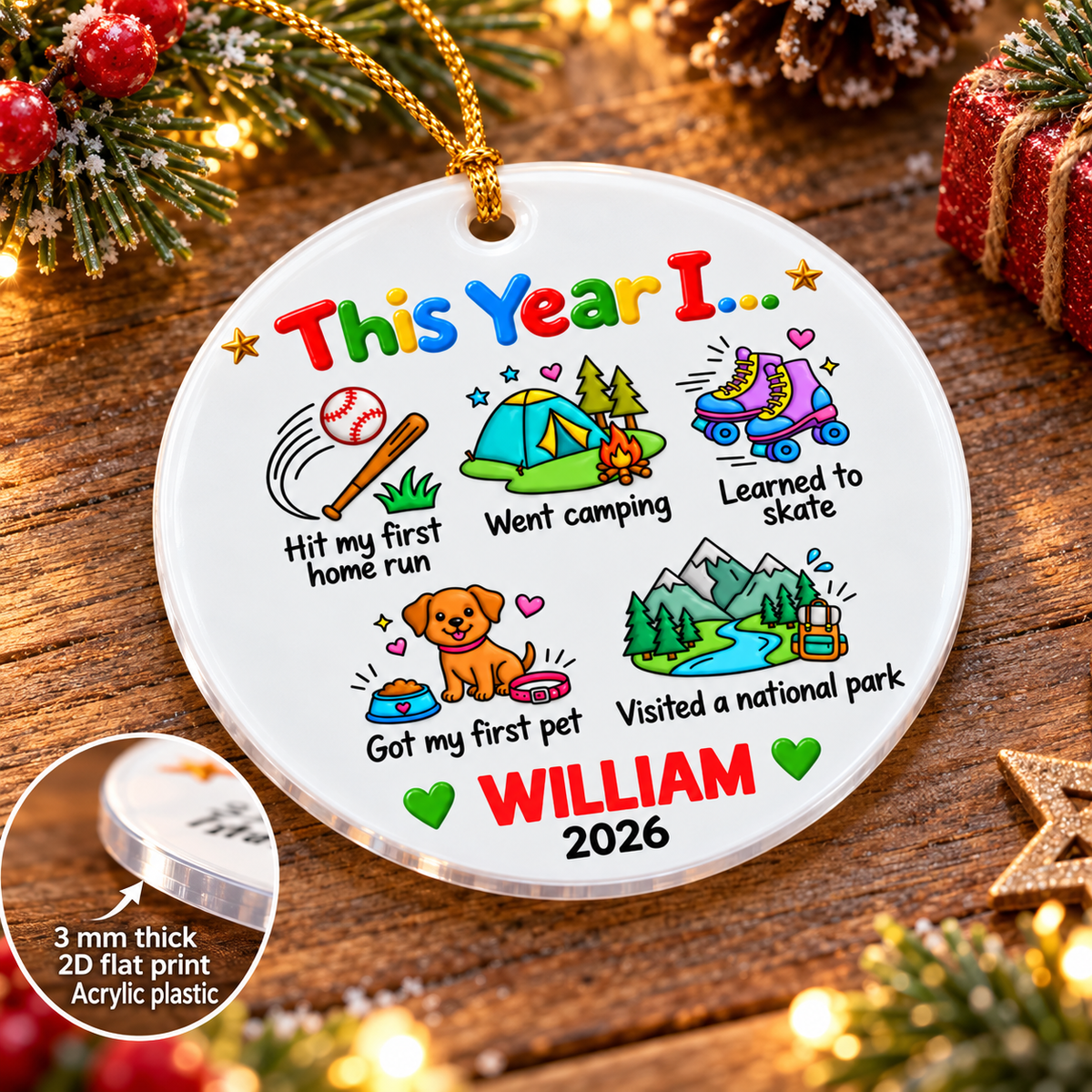 Year of Memories Ornament - material and thickness