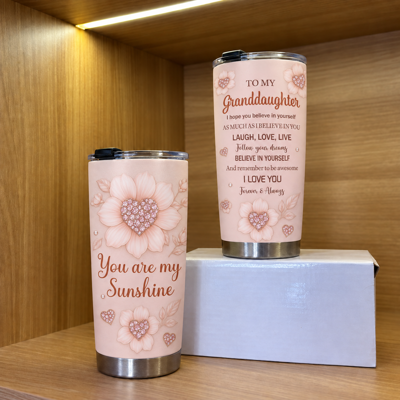 You Are My Sunshine Granddaughter Gift Tumbler Inspirational Floral Cup For Grandma To Granddaughter available at our Austin, Texas warehouse