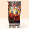 Customer in Austin, Texas wearing You & Me. We Got This Tumbler, Personalized Stained Glass Couple Tumbler with Custom Names, Annivers
