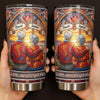 Customer in Austin, Texas wearing You & Me. We Got This Tumbler, Personalized Stained Glass Couple Tumbler with Custom Names, Annivers