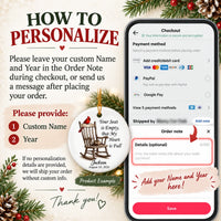 How to personalize guide showing order checkout screen next to a memorial ornament sample.